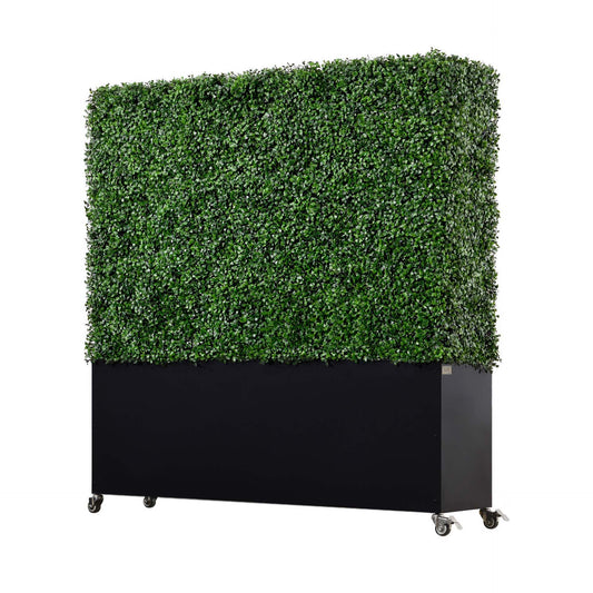 Modern Artificial Hedge with Black Planter Box and Caster - AGPL Hedge