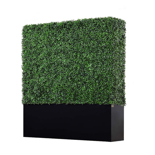 Artificial Boxwood Hedge Wall with Black Color Planter - AGPL Hedge