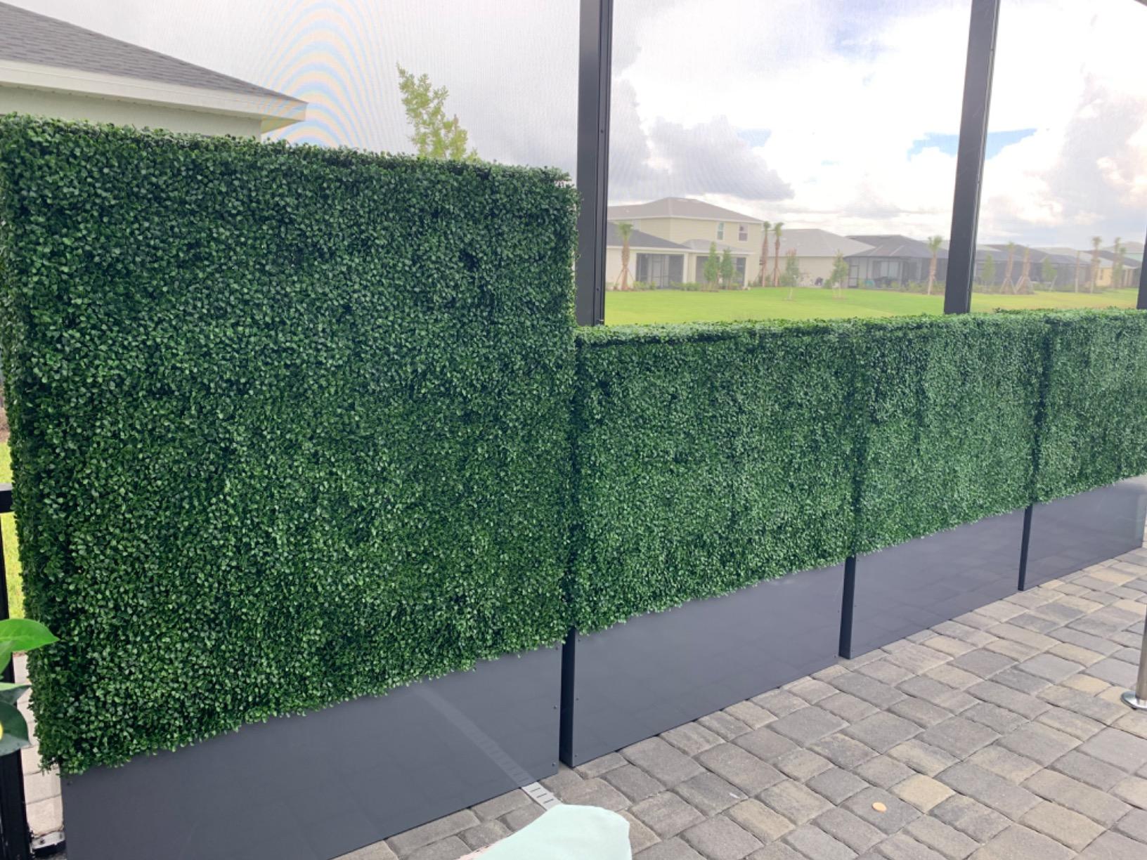Artificial Boxwood Hedge Wall with Gray Color Planter - AGPL Hedge 