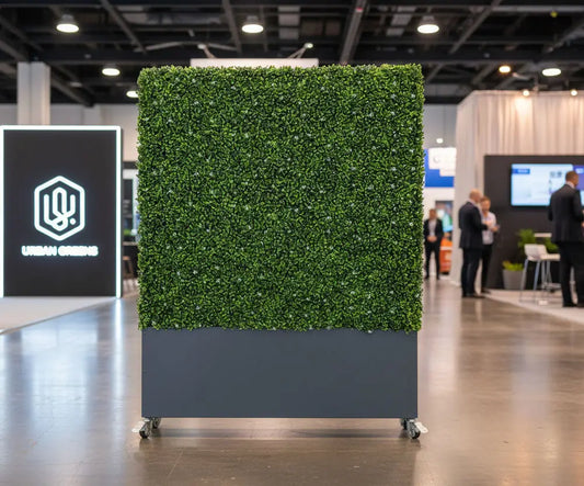Artificial Boxwood Hedge with Planter Box & Casters - Mobile Privacy Screen