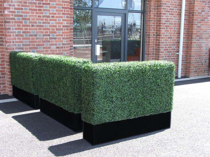 Artificial Boxwood Hedge Wall with Black Color Planter - AGPL Hedge