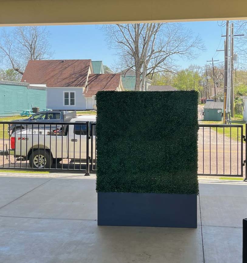 Artificial Boxwood Hedge Wall with Gray Color Planter - AGPL Hedge 